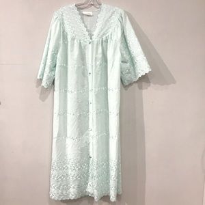 Elegant Lace Trimmed Robe in Light Blue